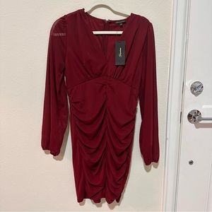 Burgundy longsleeve dress - shinestar